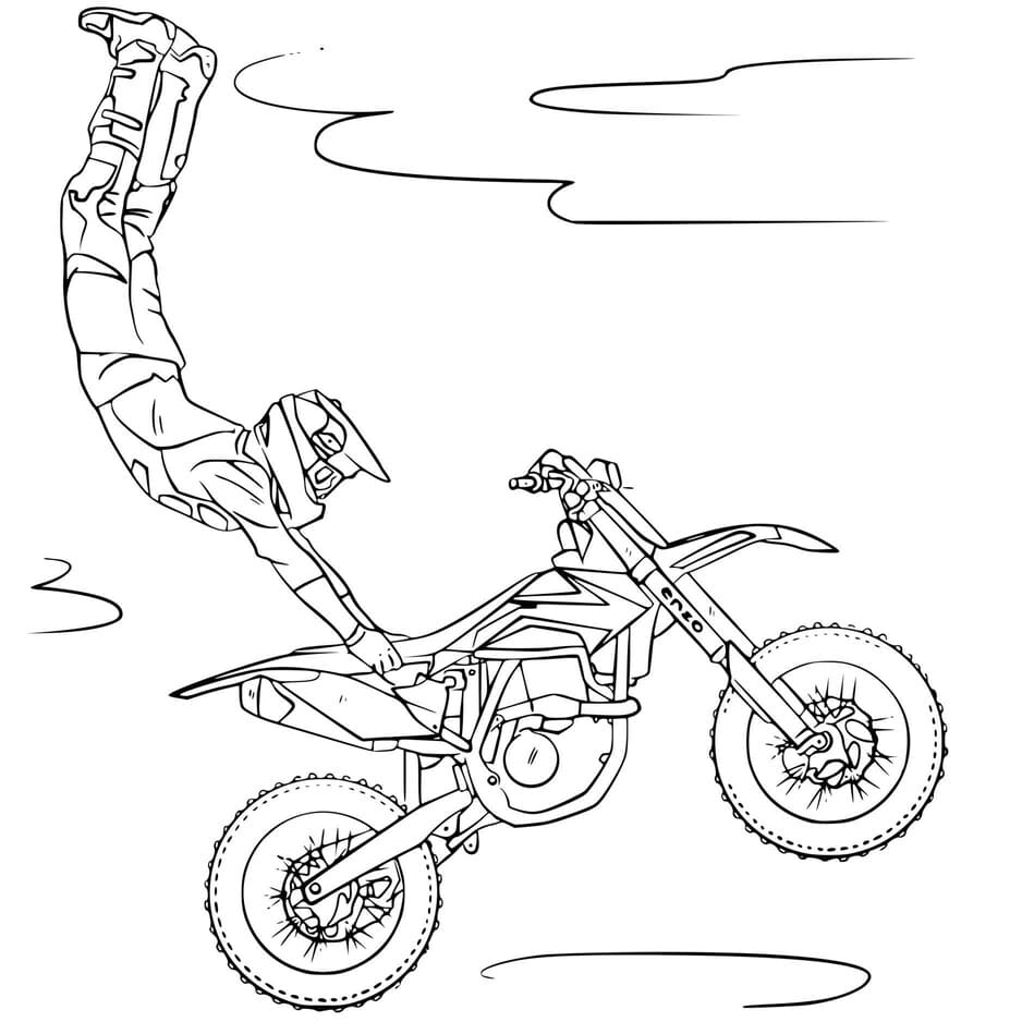 Coloriage Dessin Motocross Gratuit à imprimer