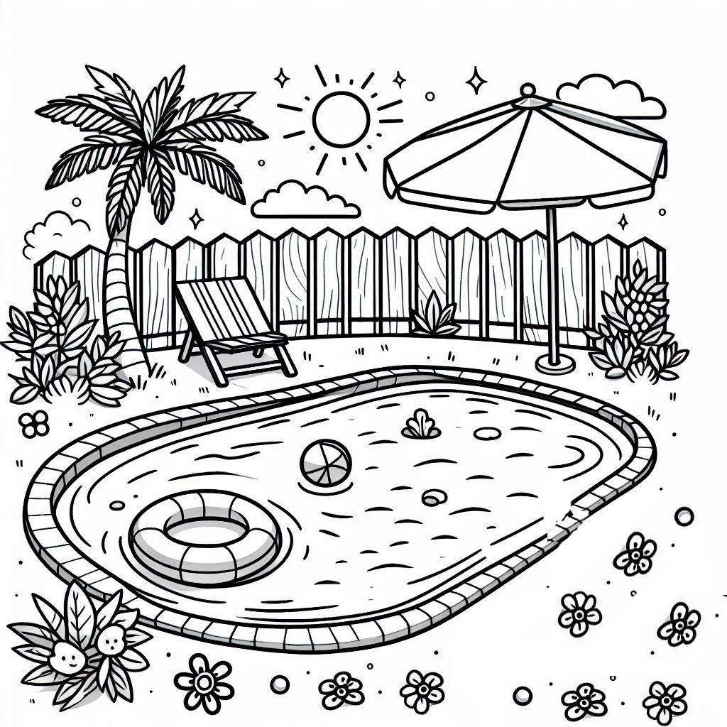 Coloriage Dessin piscine Art à imprimer