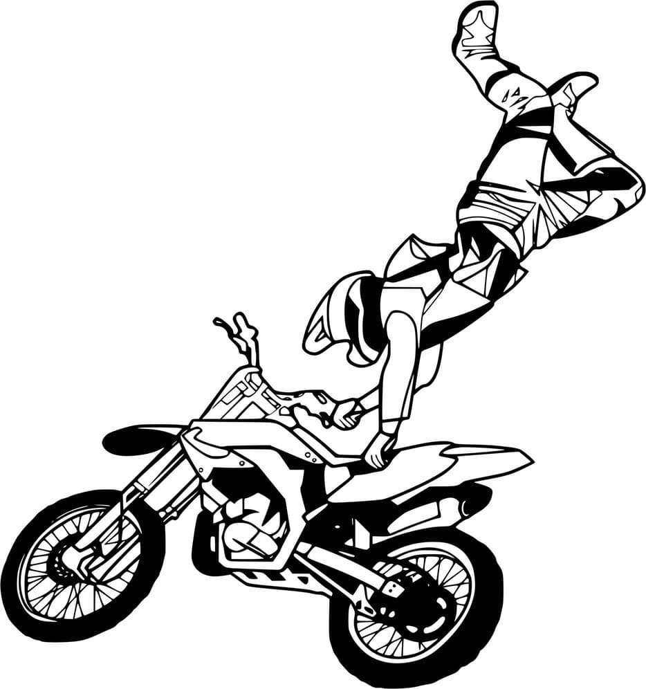 Coloriage Dessin saut backflip motocross à imprimer