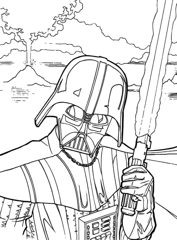 Coloriage Dessine Dark Vador avec son sabre laser