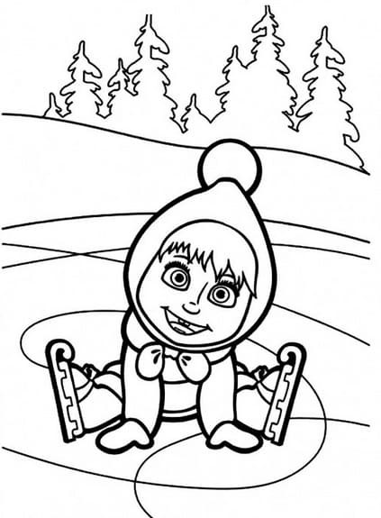 Coloriage Dessine la petite Masha à imprimer