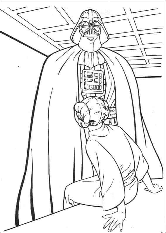 Coloriage Dessine Leia et Dark Vador