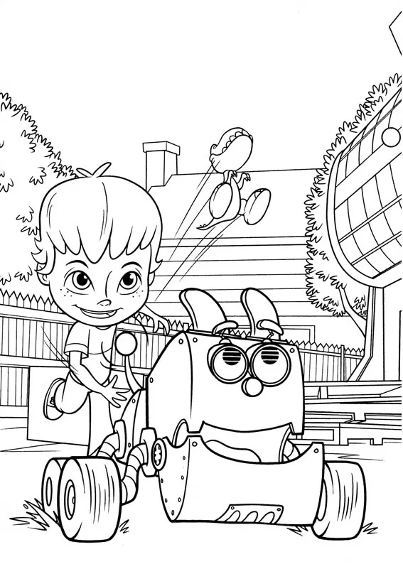 Coloriage Dessine Liam et Bytes à imprimer