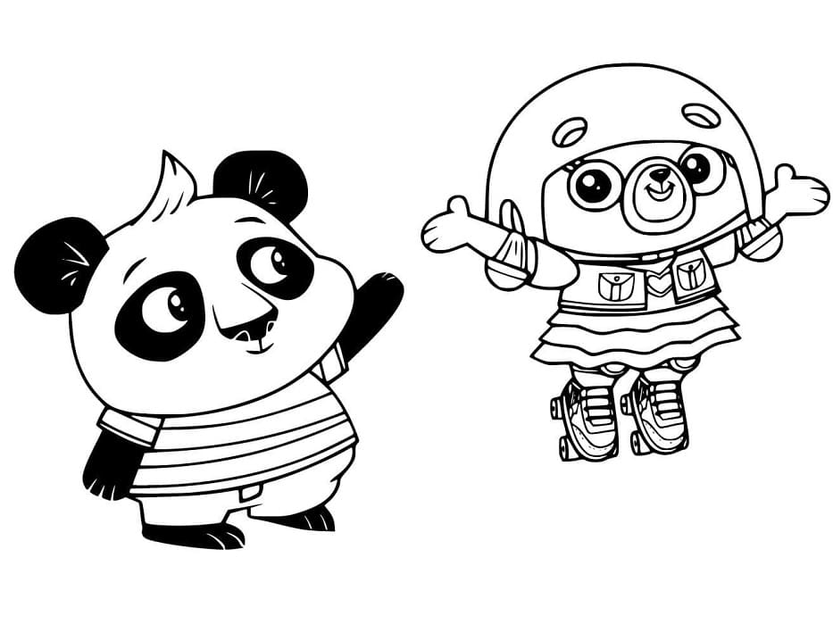 Coloriage Dessine Nico Panda et Chip à imprimer