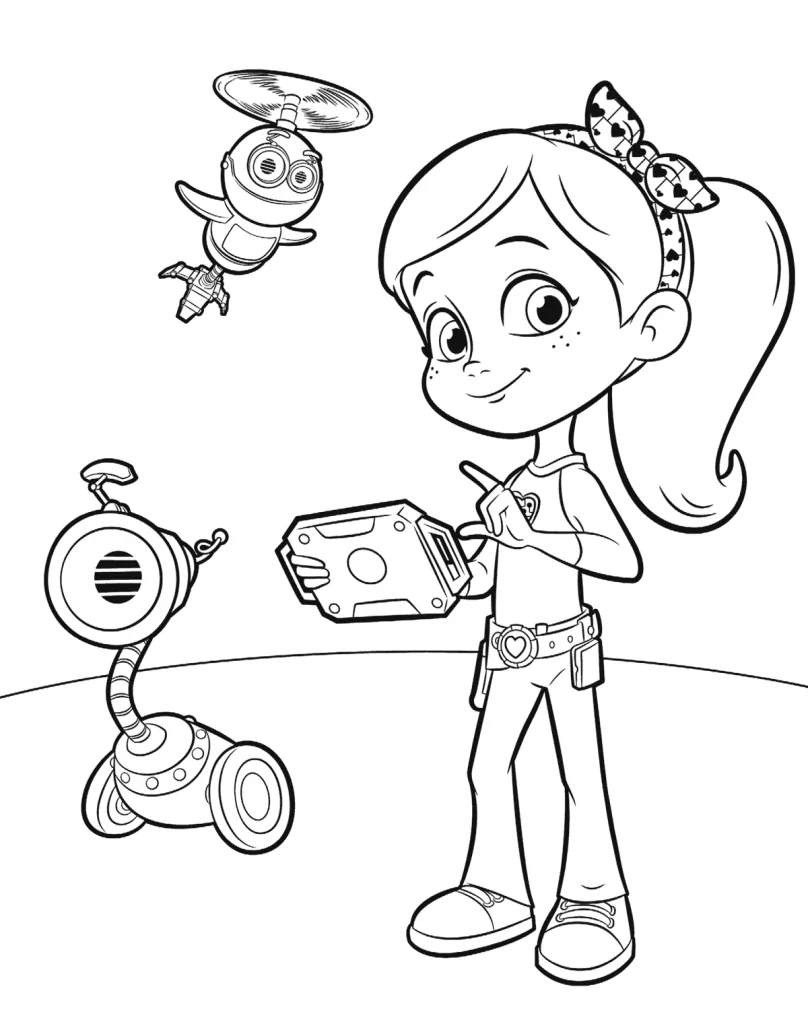 Coloriage Dessine Ruby avec Ray et Whirly à imprimer