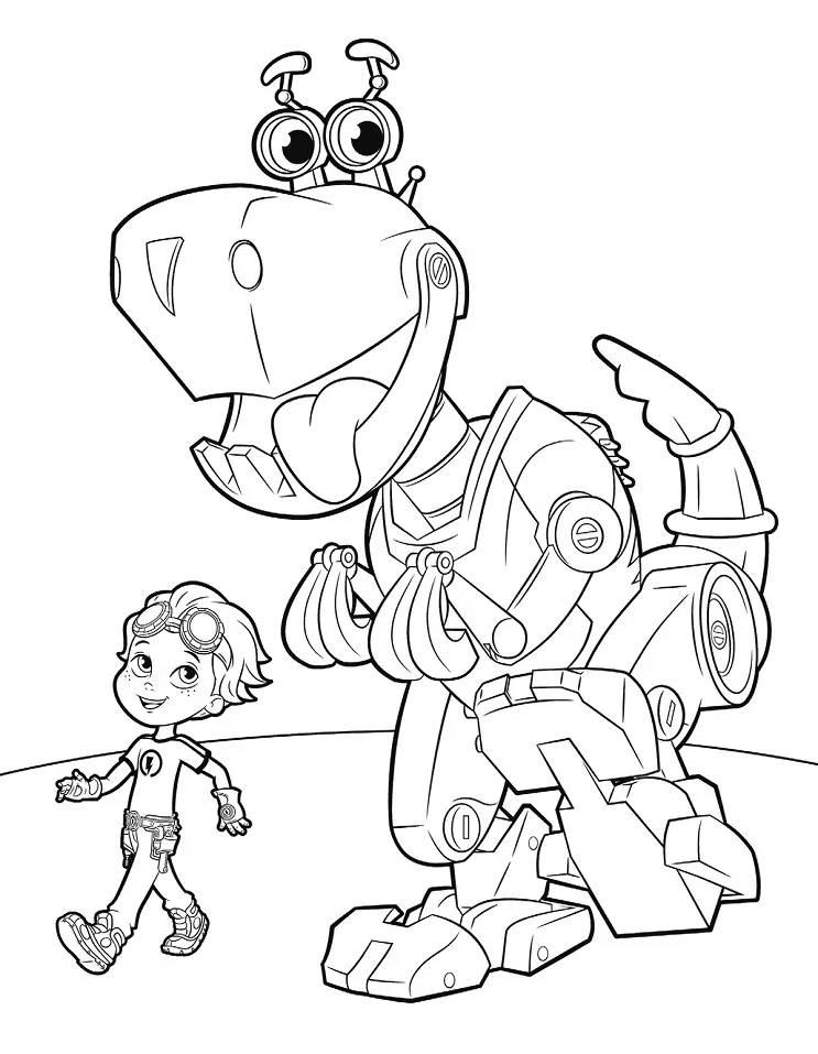 Coloriage Dessine Rusty et Botasaur à imprimer