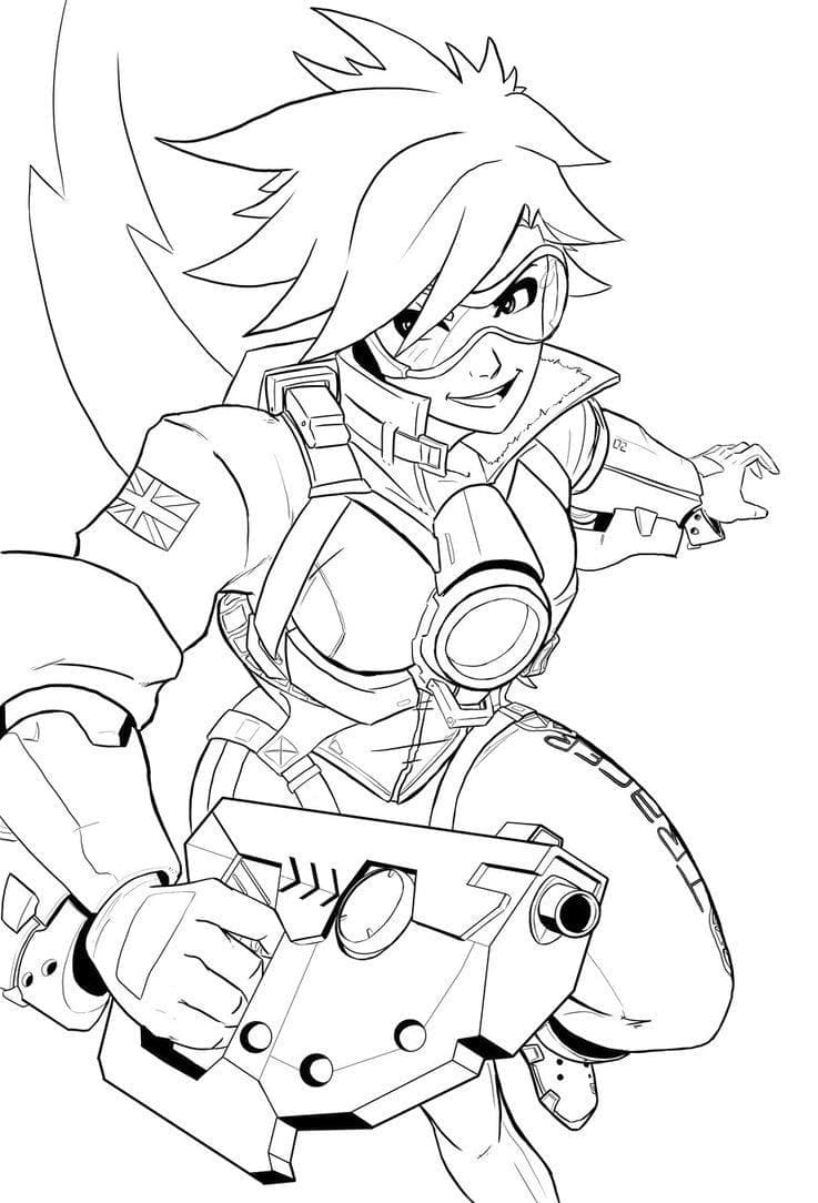 Coloriage Dessine Tracer d’Overwatch à imprimer