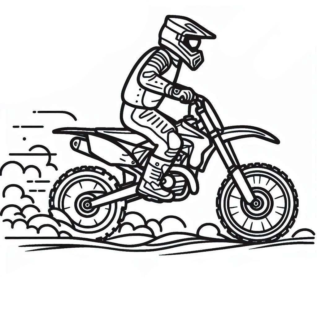 Coloriage Dessine un garçon à moto à imprimer