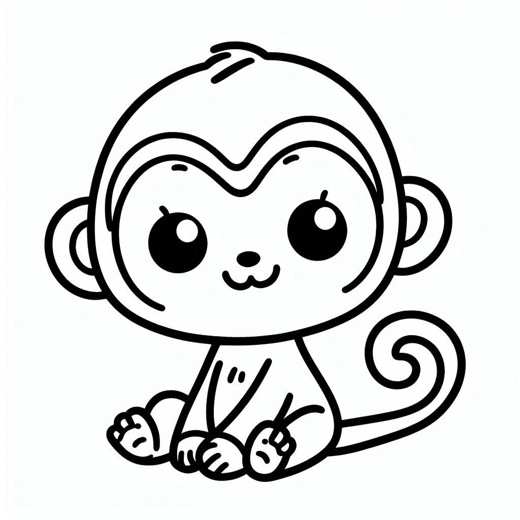 Coloriage Dessine un singe heureux à imprimer