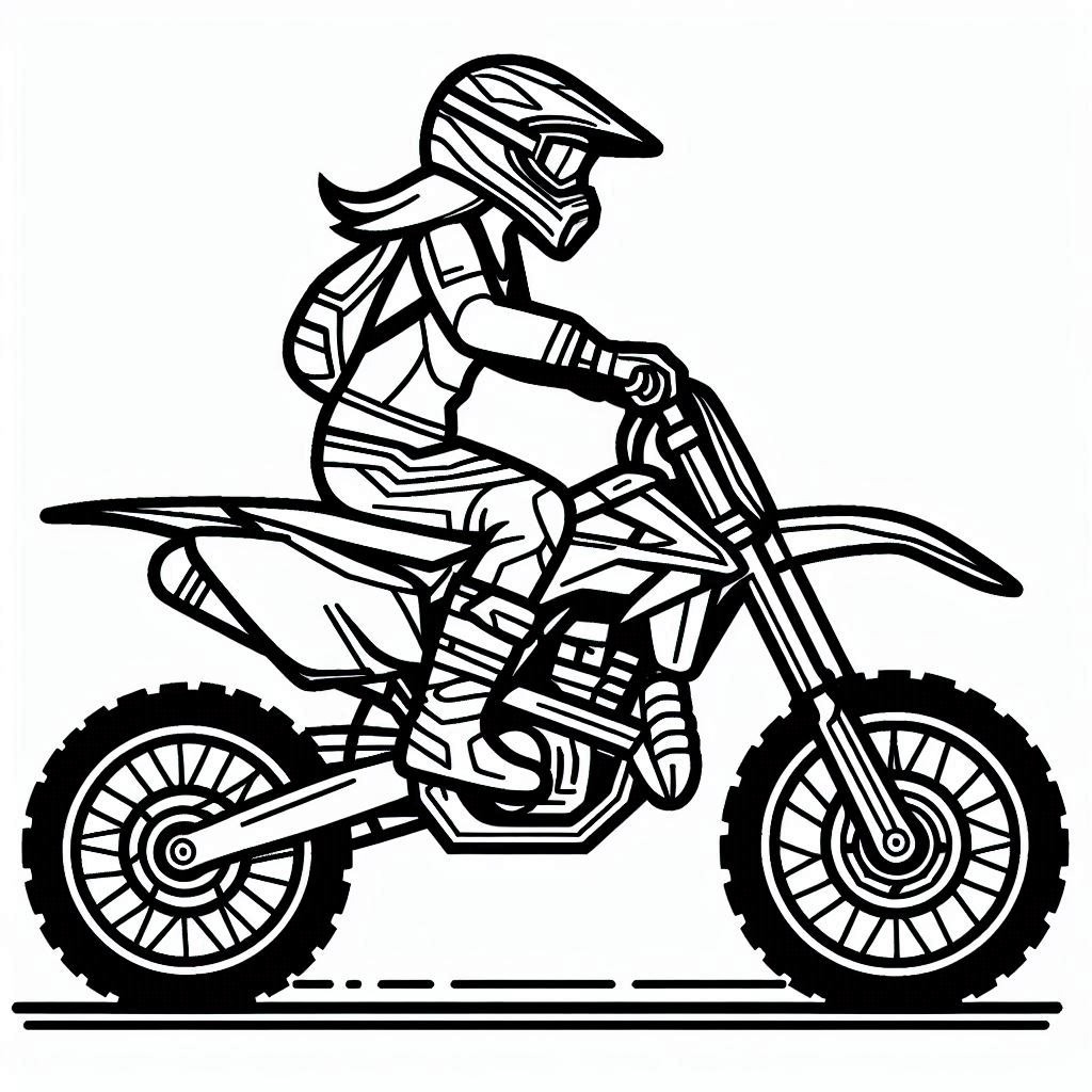 Coloriage Dessine une fille à moto à imprimer