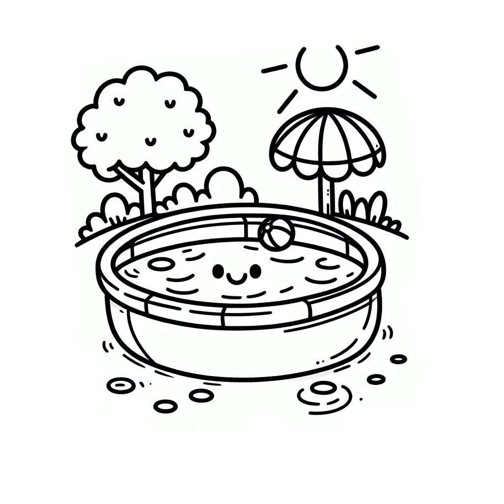 Coloriage Dessine une jolie piscine pour les enfants