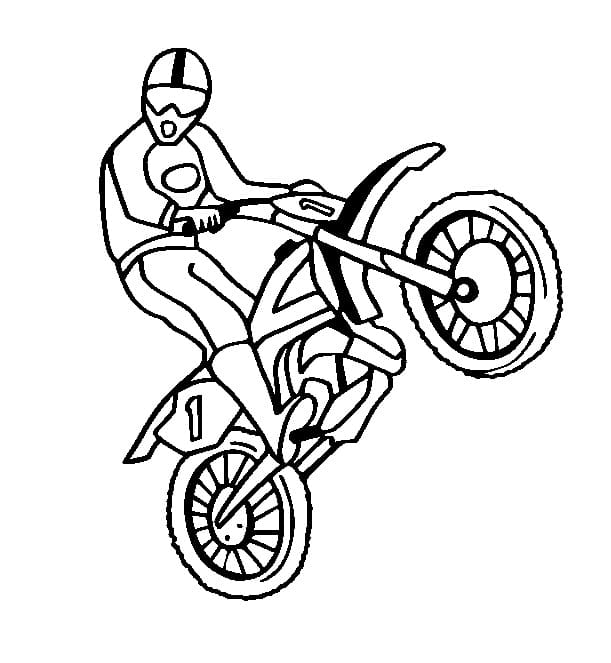 Coloriage Dessine une motocross cool à imprimer