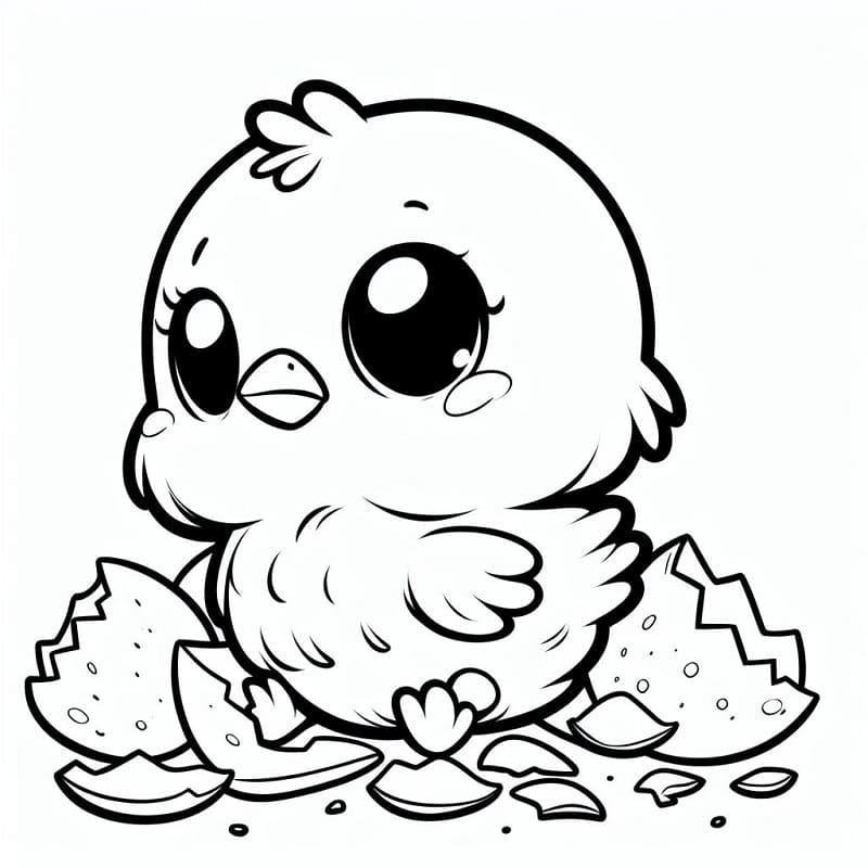 Coloriage Dessiner Bébé poussin mignon à imprimer