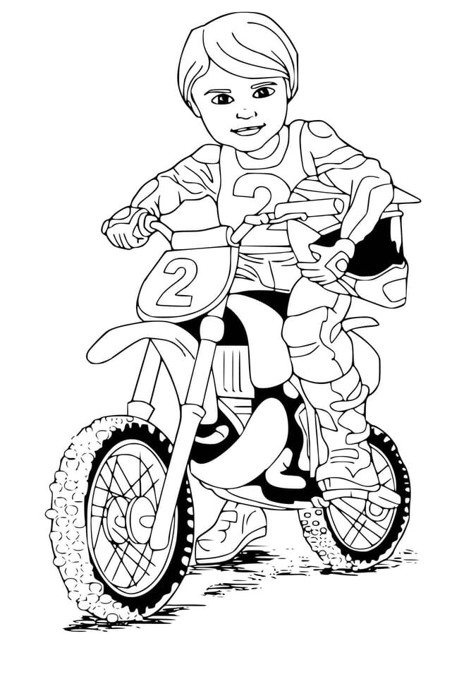 Coloriage Dessiner des enfants de motocross à imprimer