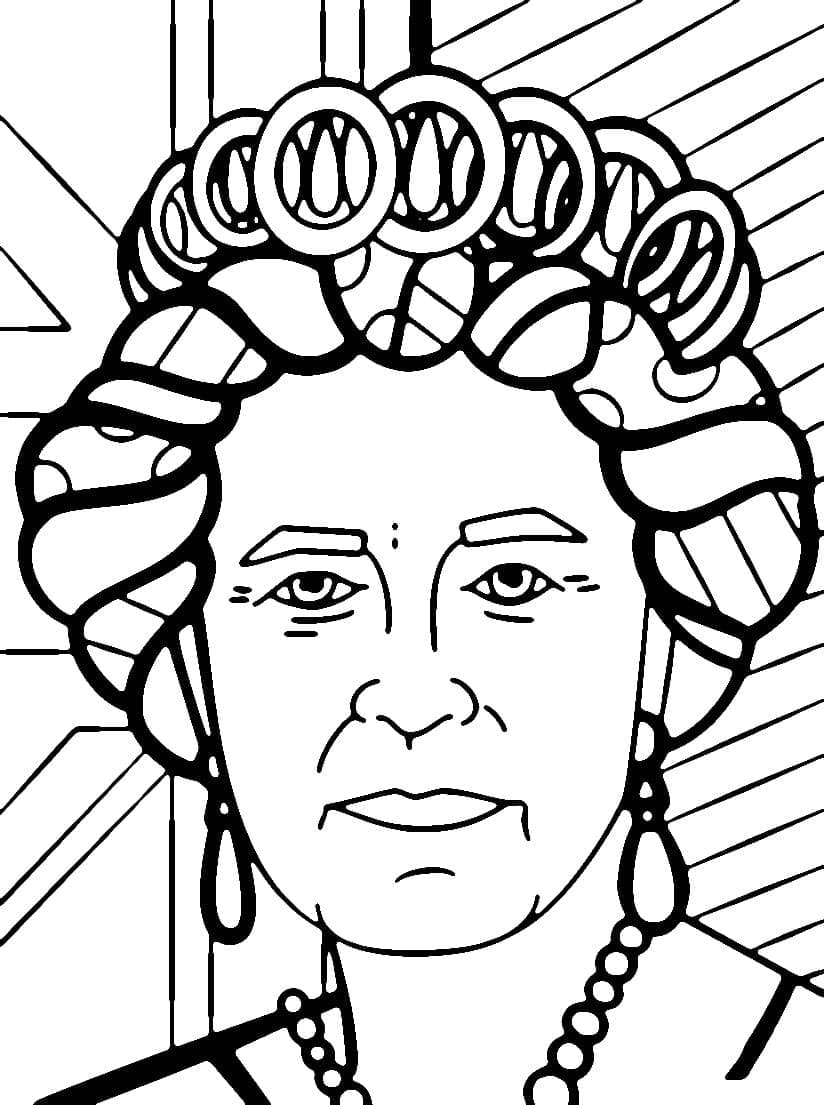 Coloriage Dessiner la reine Elizabeth II par Romero Britto à imprimer