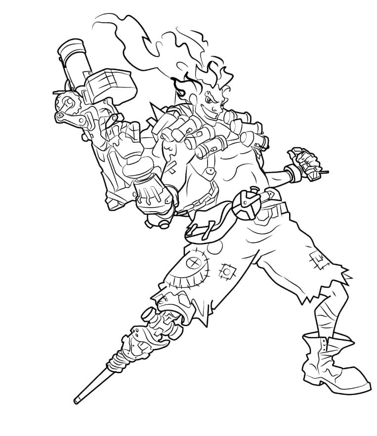 Coloriage Dessiner le Junkrat Overwatch de base à imprimer