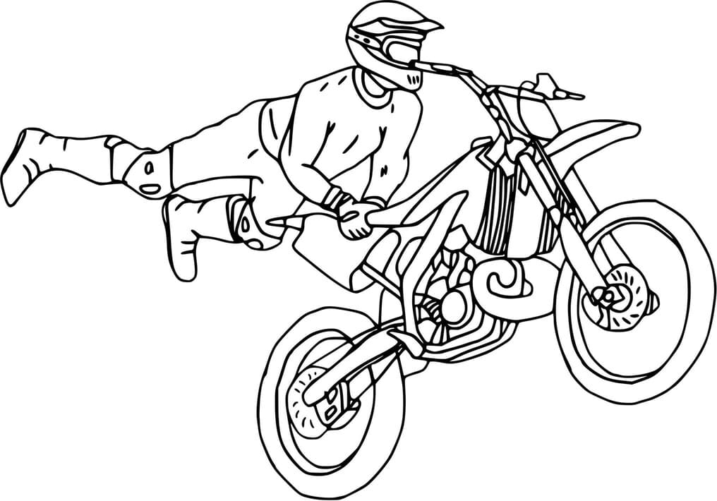 Coloriage Dessiner les performances de vol du motocross