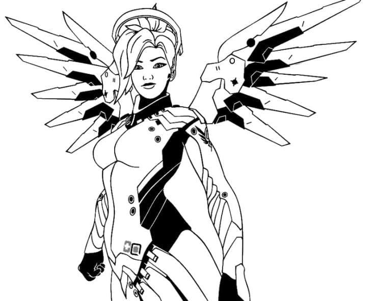 Coloriage Dessiner Mercy d’Overwatch à imprimer