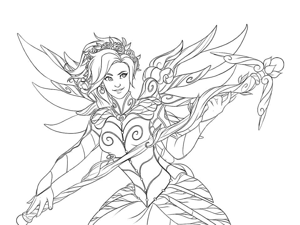 Coloriage Dessiner Mercy Overwatch gratuitement à imprimer