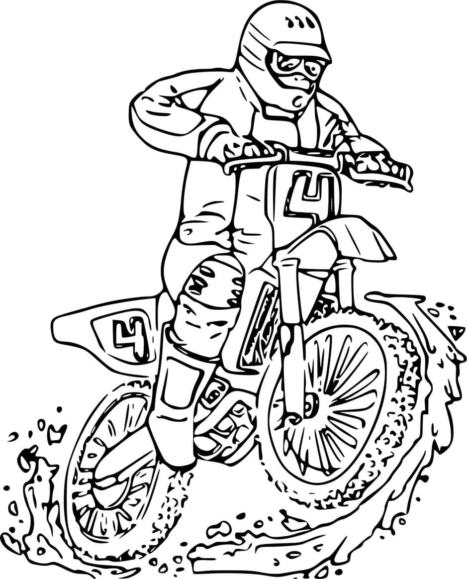 Coloriage Dessiner Motocross conducteur rapide à imprimer