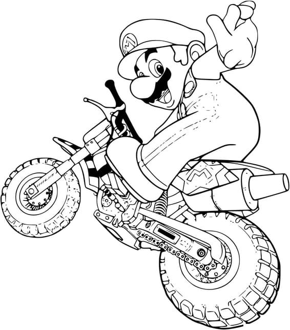 Coloriage Dessiner Motocross Super Mario