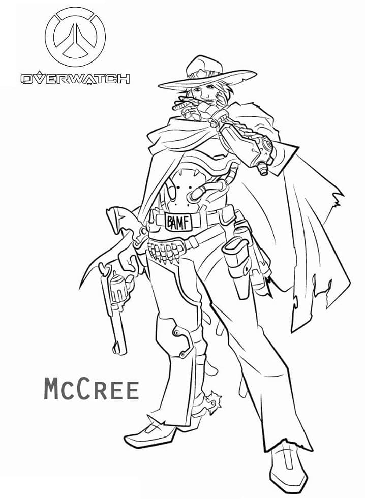 Coloriage Dessiner Overwatch McCree de base à imprimer