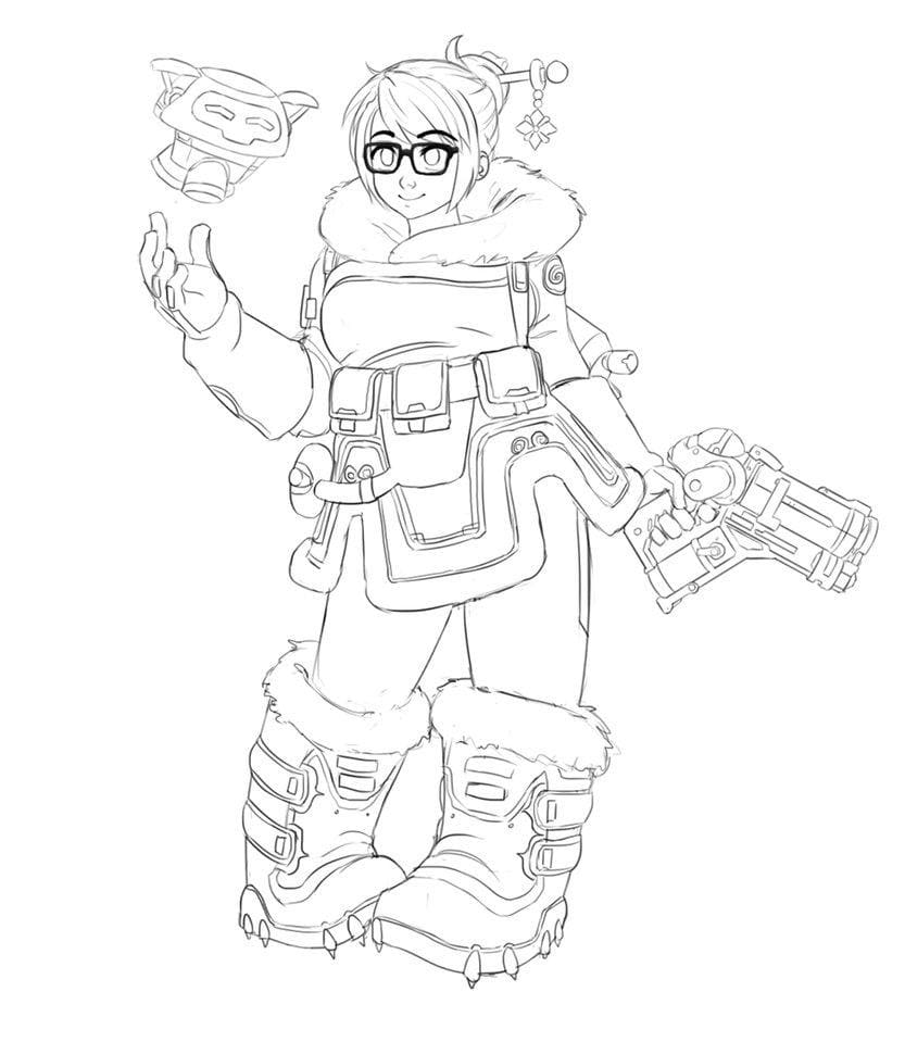 Coloriage Dessiner Overwatch Mei de base à imprimer