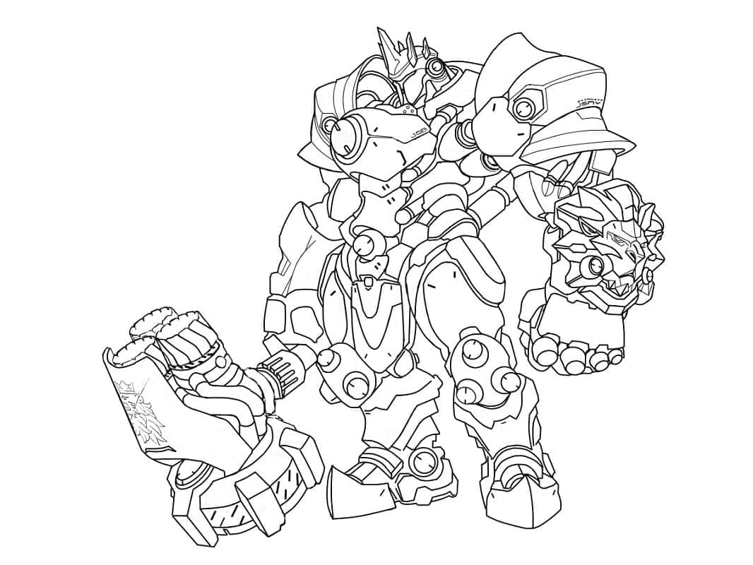 Coloriage Dessiner Overwatch Reinhardt cool à imprimer