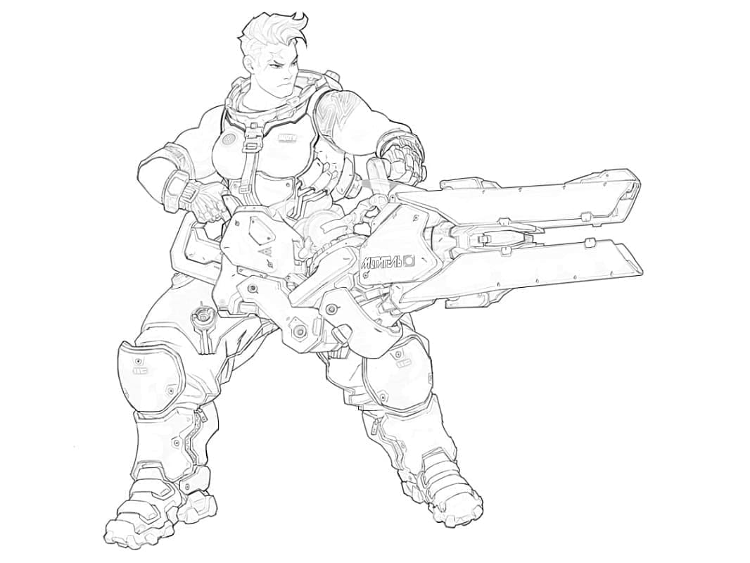 Coloriage Dessiner Overwatch Zarya de manière très basique