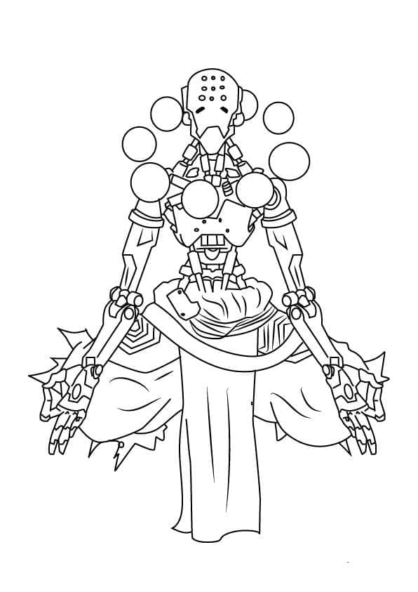 Coloriage Dessiner Overwatch Zenyatta très basique