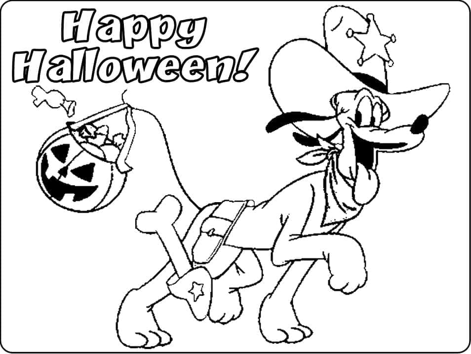 Coloriage Dessiner Pluto Disney Halloween de base à imprimer