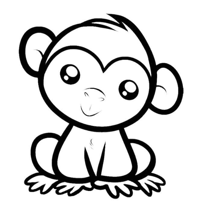 Coloriage Dessiner Singe Kawaii