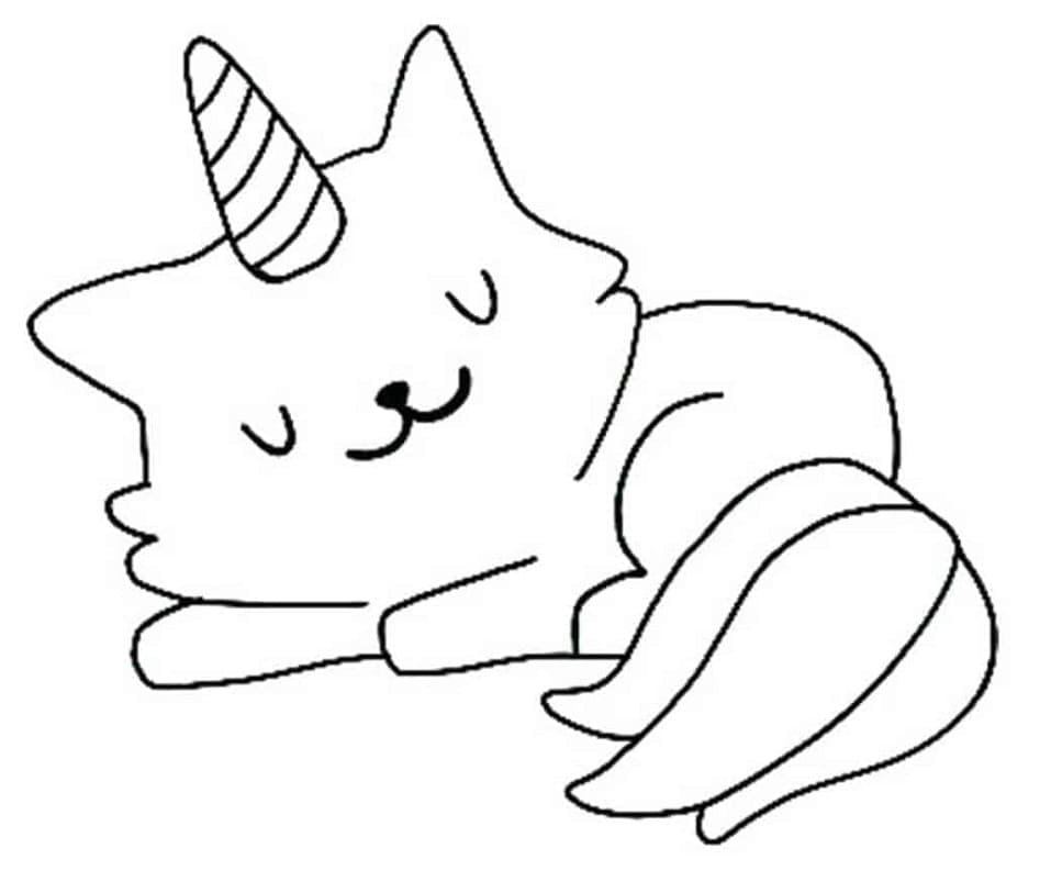 Coloriage Dessiner un chat licorne gratuitement à imprimer