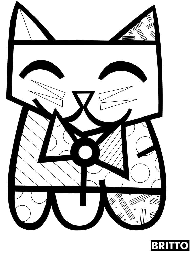 Coloriage Dessiner un chat par Romero Britto