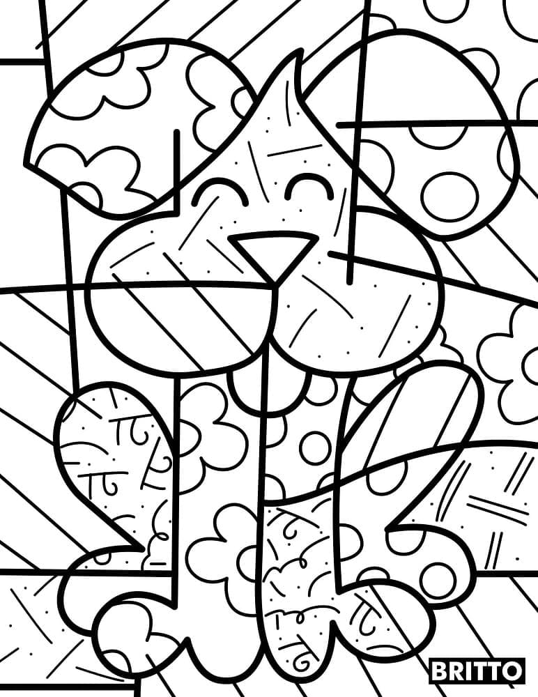 Coloriage Dessiner un chiot par Romero Britto à imprimer