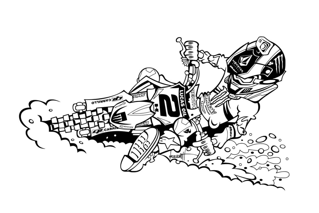 Coloriage Dessiner un drift de motocross à imprimer