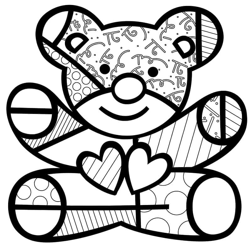 Coloriage Dessiner un ours en peluche par Romero Britto à imprimer