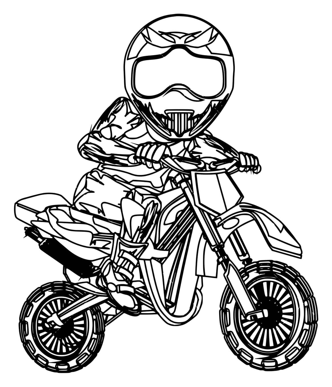 Coloriage Dessiner un sport de motocross pour enfants à imprimer