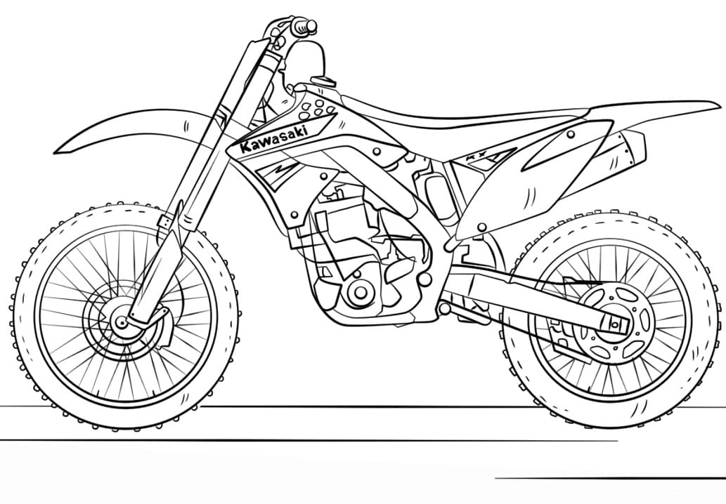 Coloriage Dessiner une moto Kawasaki à imprimer