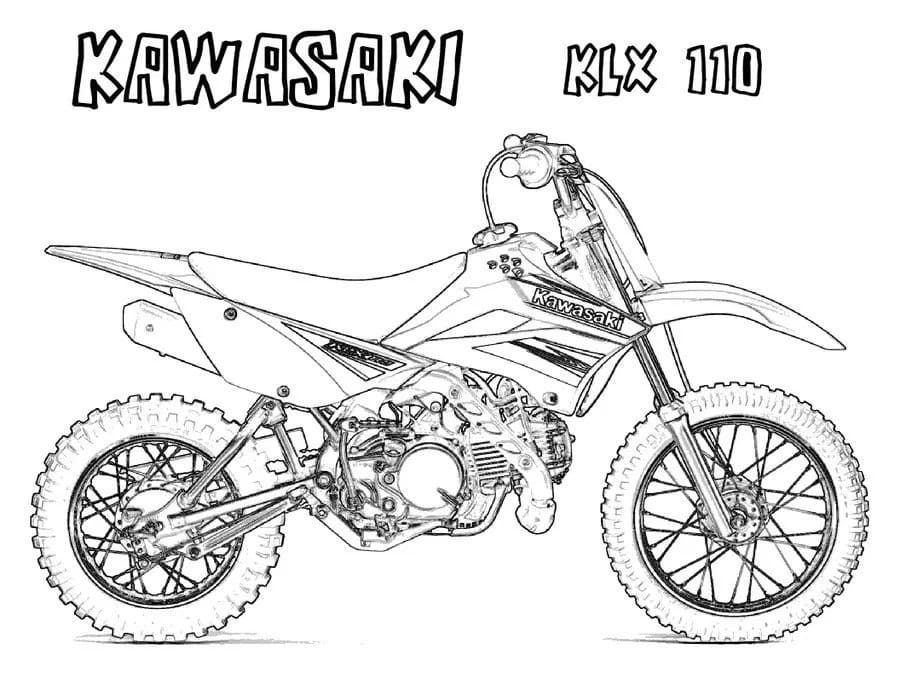 Coloriage Dessiner une moto Kawasaki KLX 1100 à imprimer