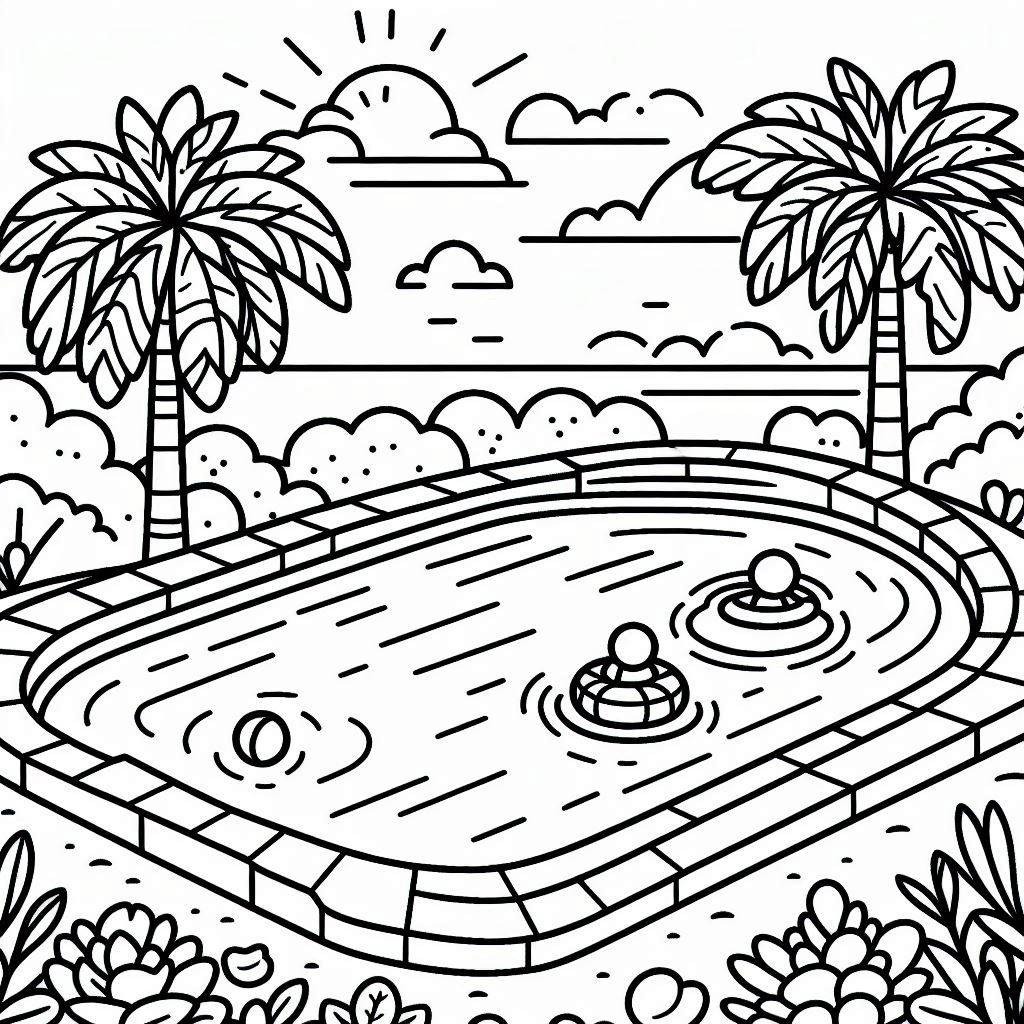 Coloriage Dessiner une piscine vide à imprimer