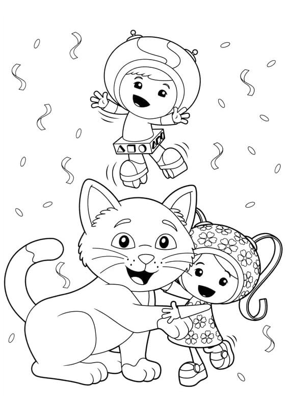 Coloriage Geo et Milli avec un chat