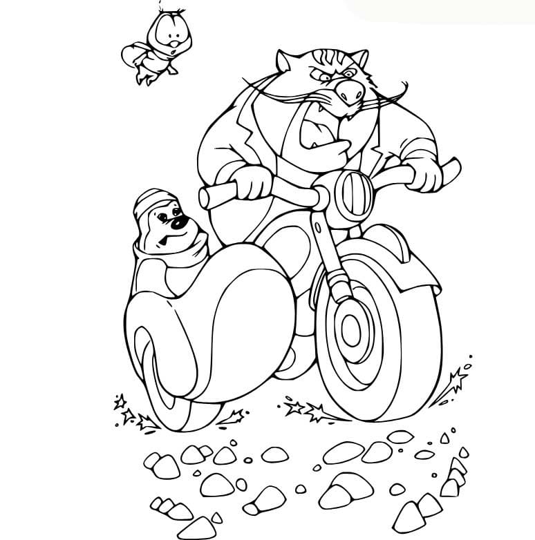 Coloriage Gros chat avec une taupe à imprimer