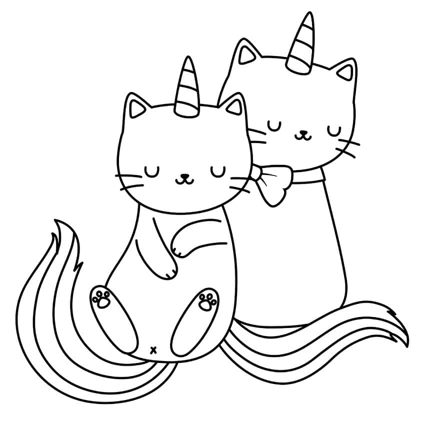 Coloriage J'adore les chats licornes