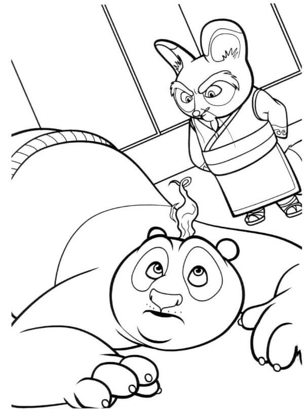 Coloriage Maître Shifu et Funny Po