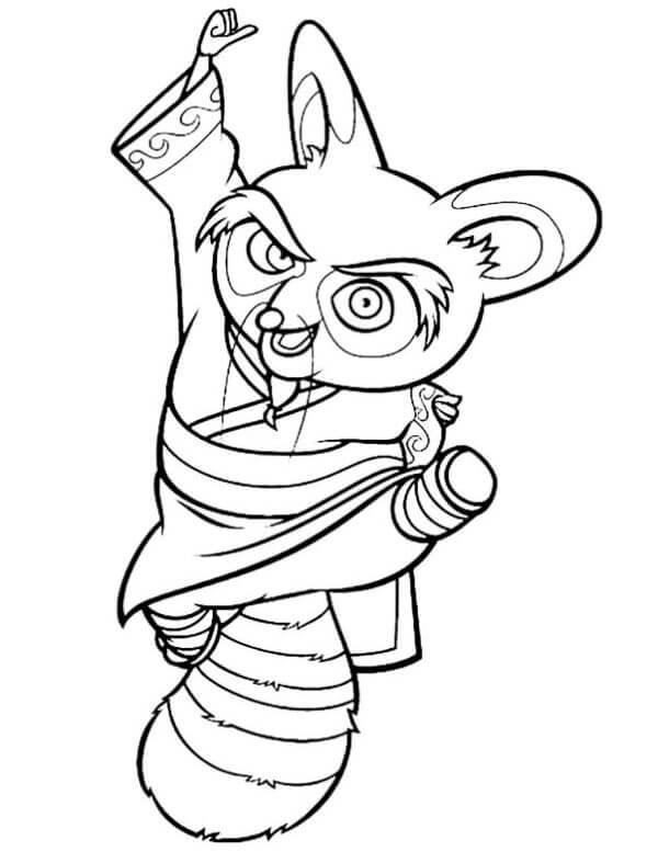 Coloriage Maître Shifu saute