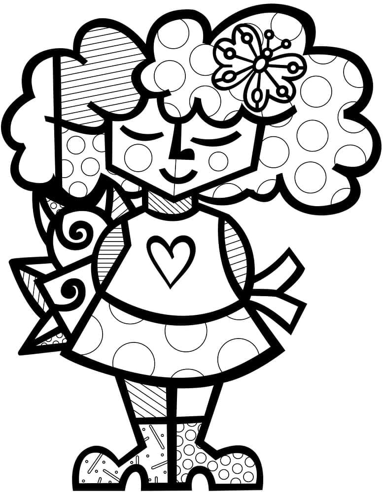 Coloriage Petite fille de Romero Britto à imprimer