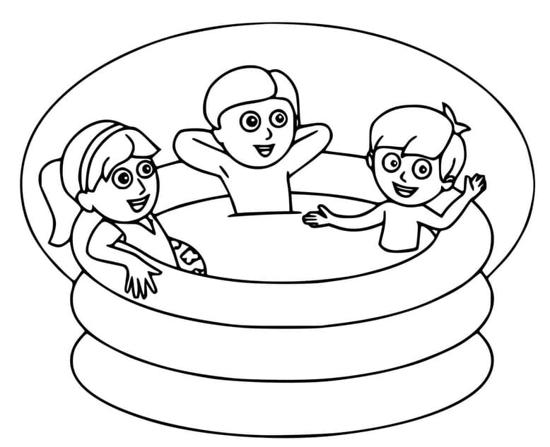 Coloriage Piscine entre amis gratuitement à imprimer