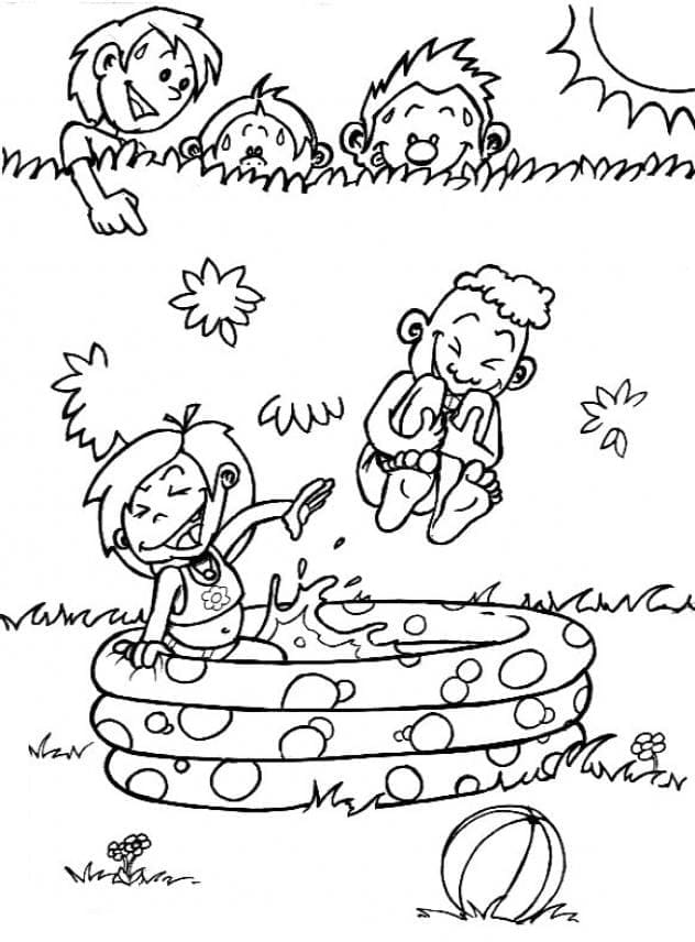 Coloriage Piscine pour enfants et gonflable Gratuit