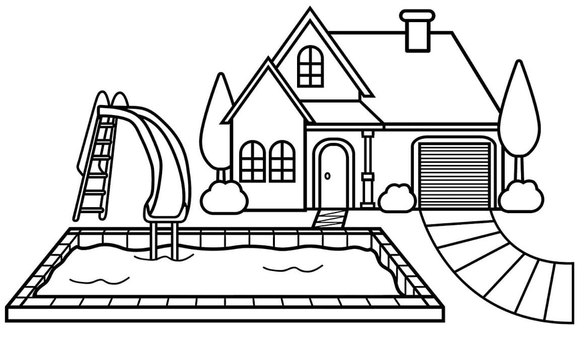 Coloriage Piscine pour enfants gratuite à imprimer